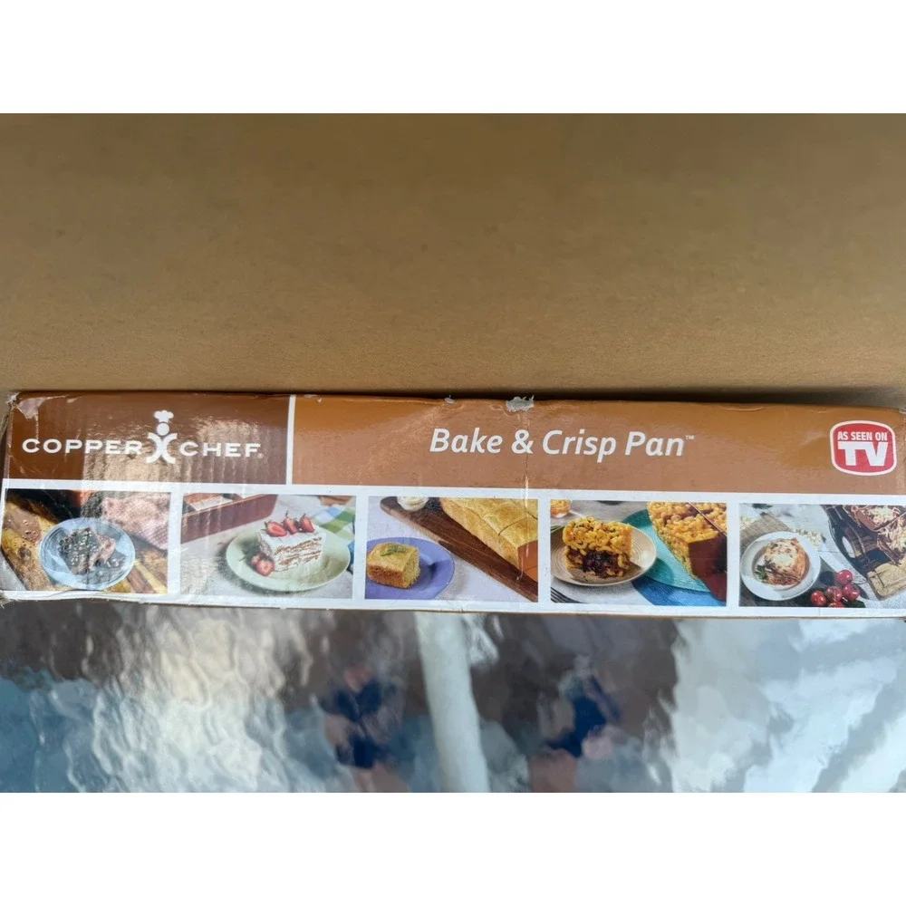 Copper Chef Bake & Crisp Pan 4 Piece Set Non-Stick Brownie Pan with Lid 11x7x2